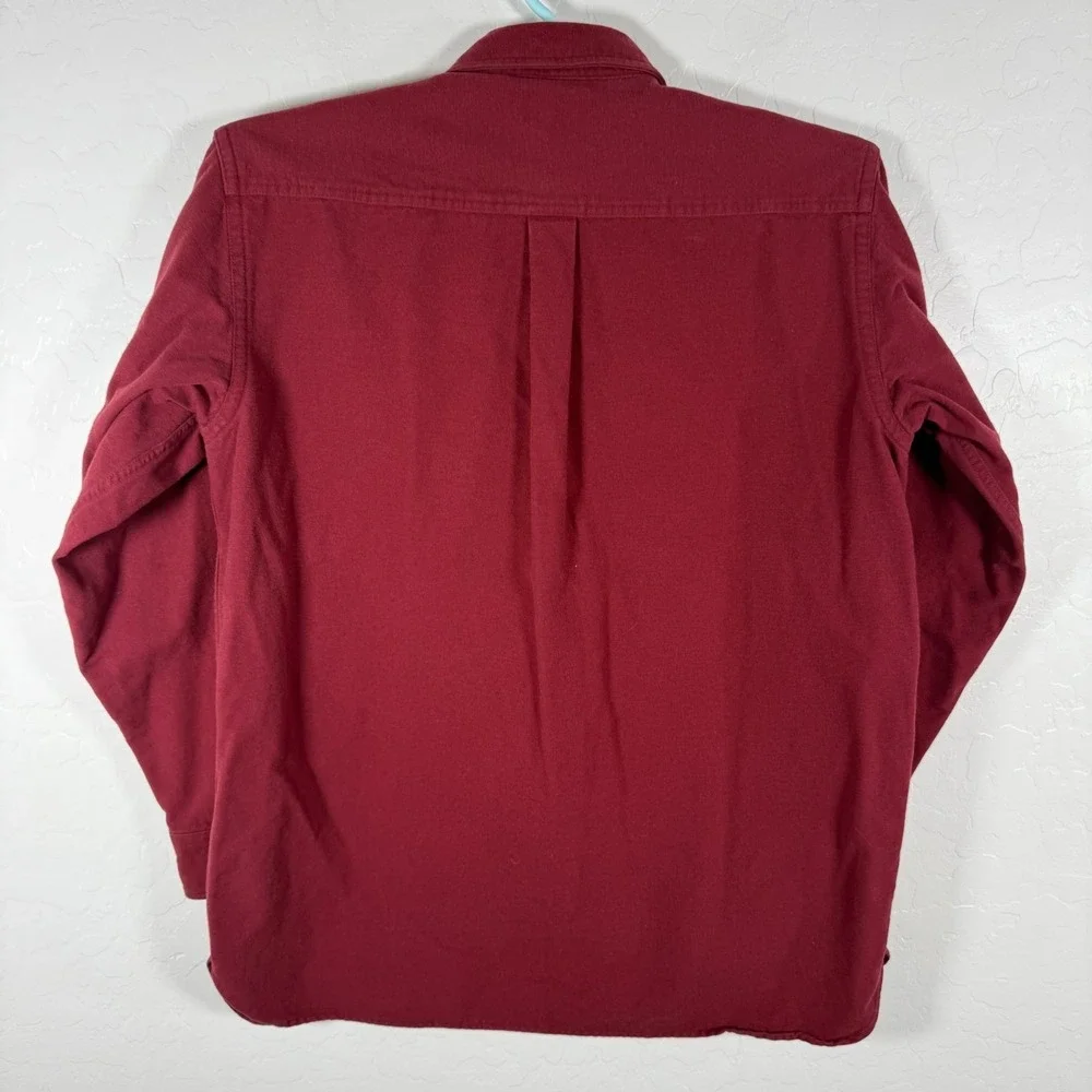LL Bean Shirt Mens Large Tall LT Red Chamois Cloth Flannel Button Up Outdoor